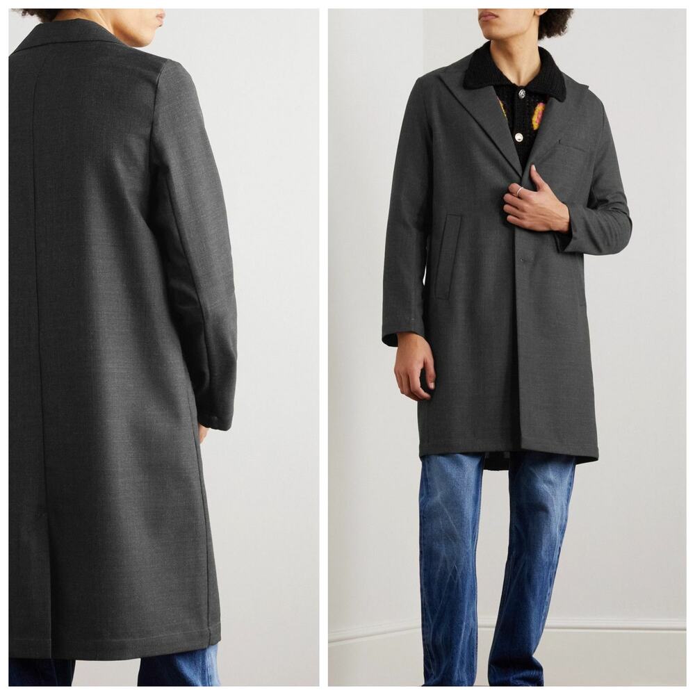 Sefr Zeke Twill Coat Gray Lightweight Poly wool size Large NWT $450